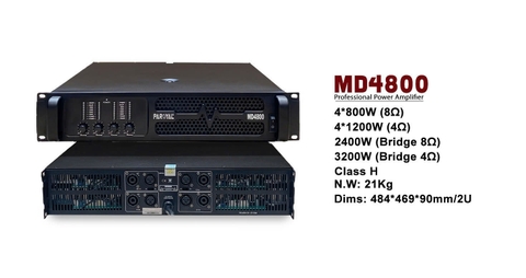 Cục đẩy công suất Paroyal 4 kênh MD4800, 4x800W, Class H