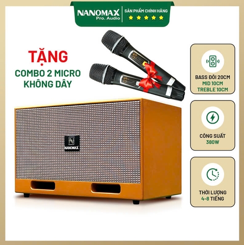 Loa Kéo Xách Tay Nanomax X-20 Bass Đôi 20cm, Công suất 450w
