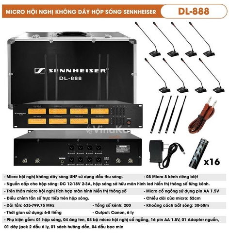 Micro hội nghị không dây 8 micro Sennheiser DL-888