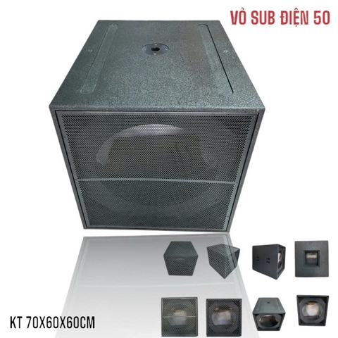 Vỏ loa Sub điện 5 tấc, Bass 50cm, KT 70x70x60