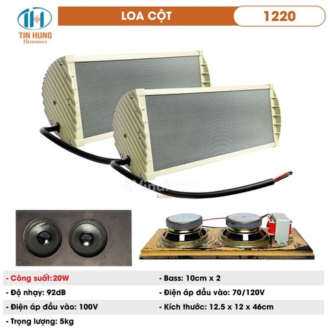 Loa cột treo tường 1220, 2 Bass 10cm