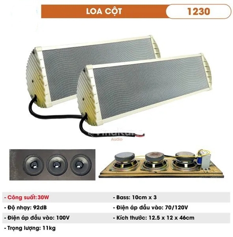 Loa cột treo tường  1230, 3 Bass 10cm