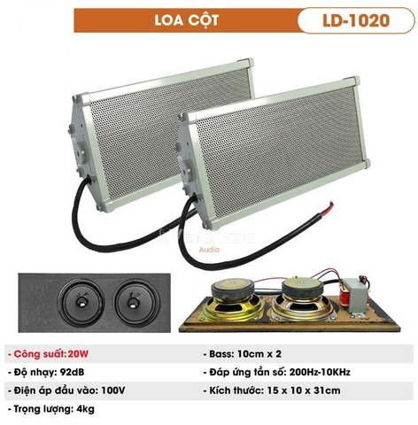 Loa cột treo tường  LD-1030, 2 Bass 10cm