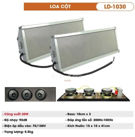 Loa cột treo tường  LD-1030, 3 Bass 10cm