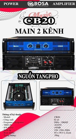 Cục đẩy công suất  2 kênh Bosa CB20 , 52 sò