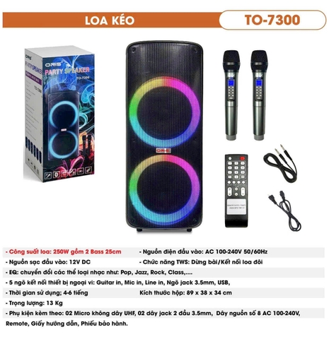 Loa kéo ORIS TO-7300, 2 Bass 25cm công suất 250w