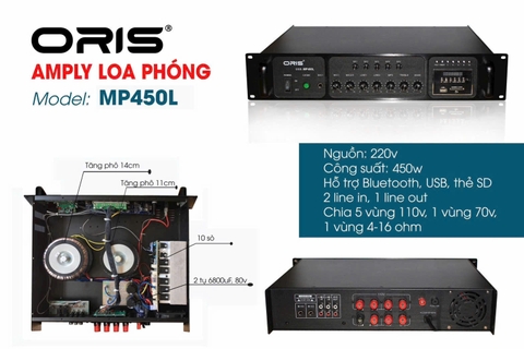Amply phóng thanh Oris, Công suất 450w, MP450L