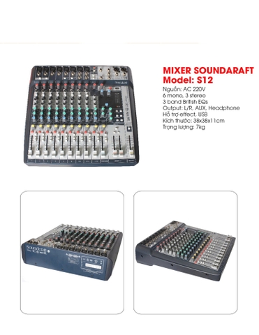Mixer soundcraft S12 ,6 Mono,3 Stereo