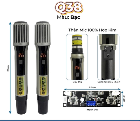 Micro loa kéo kèm bo Q38, nâng cấp micro, hát nhẹ , chống hú