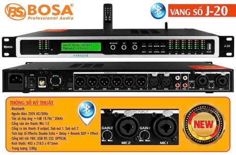 Vang số Bosa J-20,Chống hú, Bluetooth,Kèm Remote