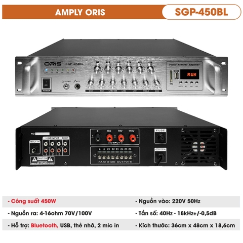 Amply phóng thanh ORIS, Công suất 450W, SGB-450BL