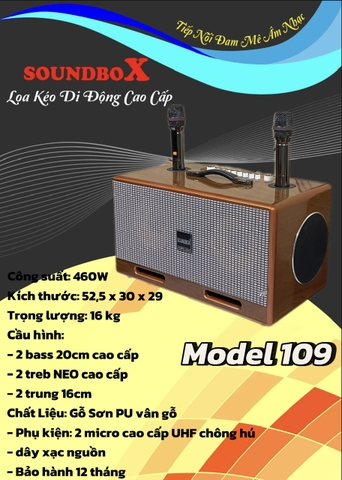 Loa kéo di động 2 tấc đôi Soundbox, 3 đường tiếng