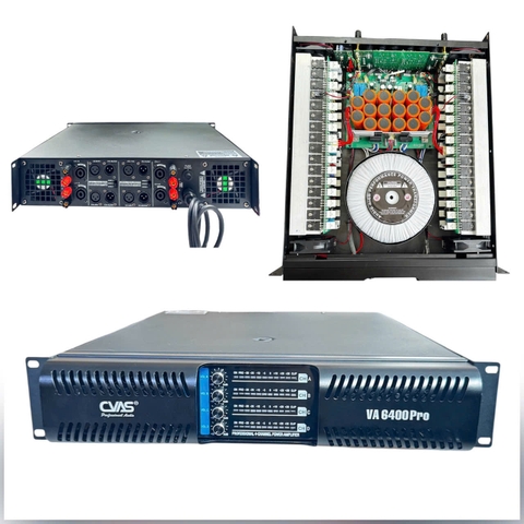 Cục đẩy công suất 4 kênh CVAS VA 6400 Pro, 64 sò nguồn xuyến, 1000w x 4CH 8ohm