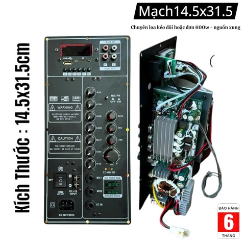 Mạch Board loa kéo công suất 500w, KT 14.5x31.5 cm, SD loa đôi đơn 40-50