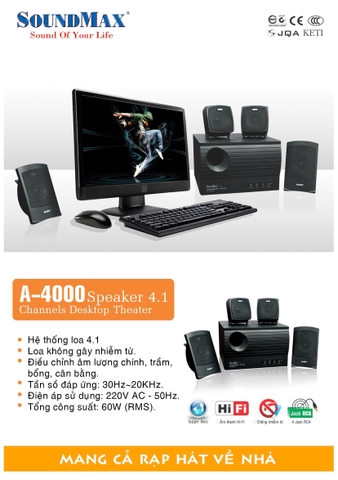 Loa Vi Tính SOUNDMAX A-4000 (4.1)
