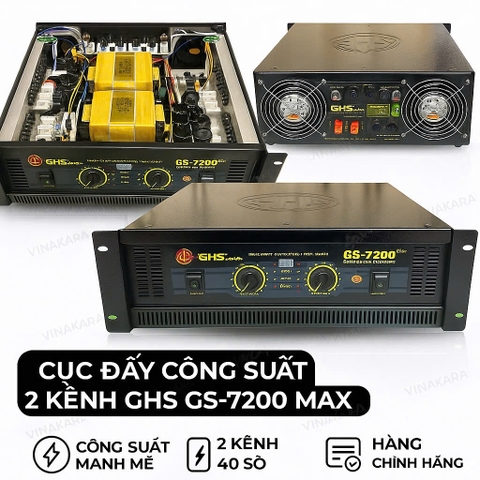 Cục đẩy công suất 2 kênh GHS GS-7200 Max ,40 SÒ 3500w