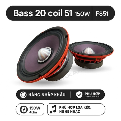 Củ loa bass Thái  20 2 tấc từ 140 coil 51, 150w - F851