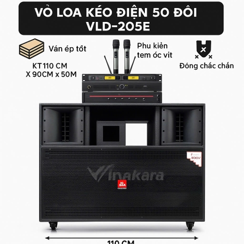 Vỏ loa kéo điện 50 đôi VLD-205E (5 tấc đôi), ván ép