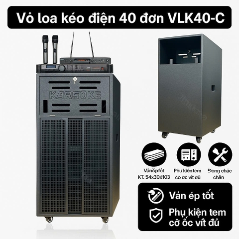 Vỏ loa kéo điện 40 đơn VLK40-C tấc đơn, kèm cửa khóa , KT: 54x50x103