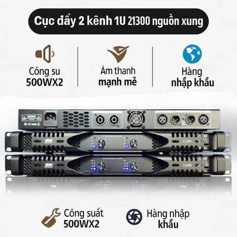 Cục đẩy nguồn xung TDX Acoustic 2 kênh công suất 500W/1 kênh, 2.1300