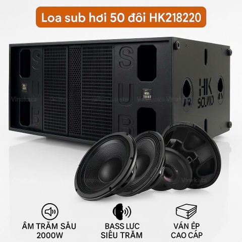Loa sub hơi 50 đôi 2 bass 50cm, 2000w, từ 220 coil 100x2 HK218220