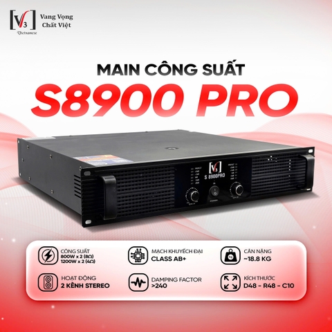 Cục đẩy công suất 2 kênh S8900 PRO, Công suất 800w/1CH