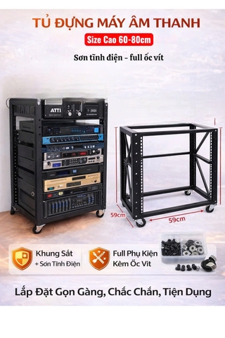 Tủ đựng máy âm thanh chuyên nghiệp 60cm - 80cm  (sơn tĩnh điện + full phụ kiện)