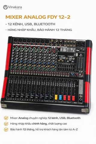 Mixer Analog FDY 12-2, 12 kênh, USB, Bluetooth