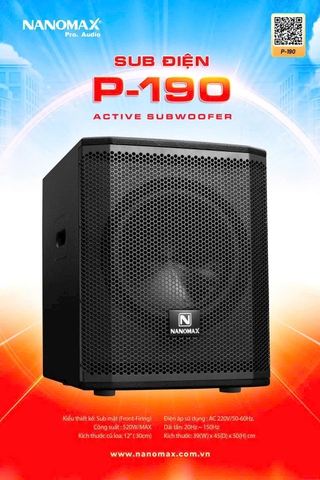 Loa SUB Điện Nanomax P-190 Bass 30cm, Công suất 520w