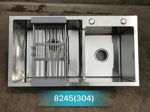 Chậu rửa bát inox SUS 304 korea 2 hố lệch 8245