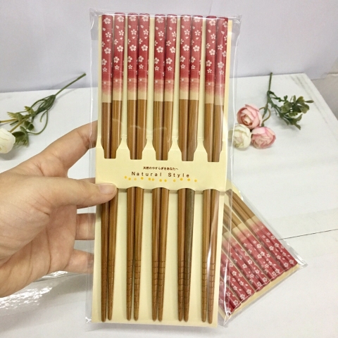 Set 5 đôi đũa hoa đỏ (Made in Japan)- Hàng Nhật nội địa