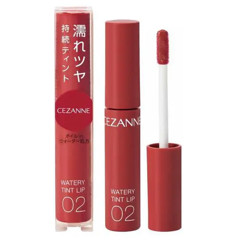 Son Tint Bóng Cezanne Watery Tint Lip 4g Màu 02 Coral Red ( Đỏ San Hô) - Hàng Nhật nội