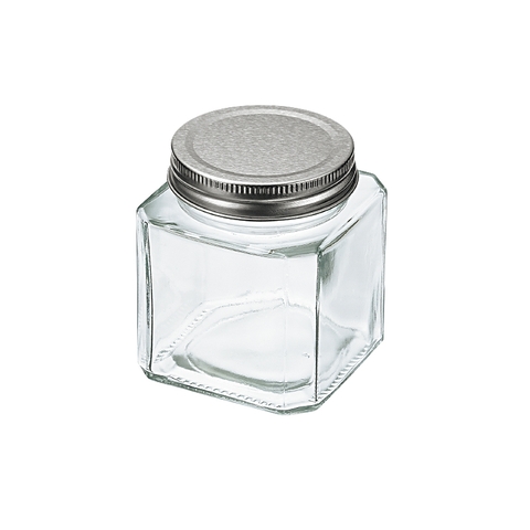 Lọ thủy tinh dáng vuông, nắp kim loại 380ml Echo - Hàng Nhật nội địa