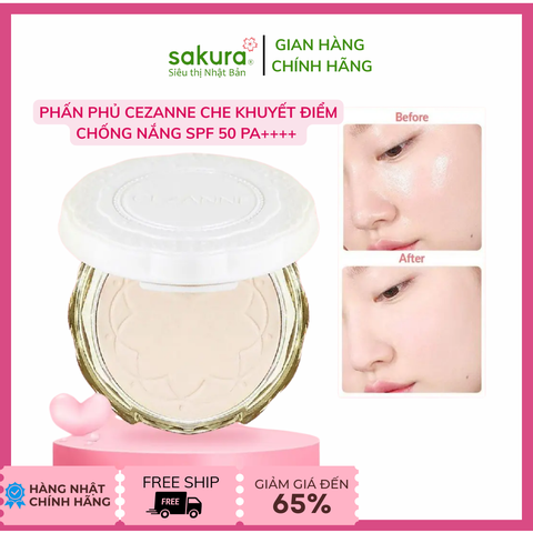 Phấn Phủ Cezanne UV Silk Cover Powder Che Khuyết Điểm Chống Nắng SPF 50 PA++++ tone 01 ( da sáng) - Hàng Nhật nội địa