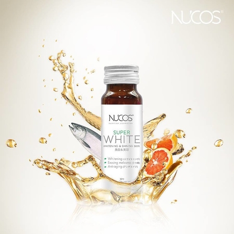 Nước Uống Trắng Da Collagen Nucos Super White Nhật Bản Hộp 10 Lọ - Hàng Nhật nội địa
