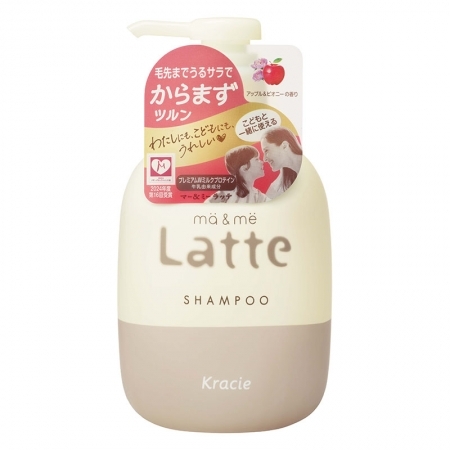 Chai dầu gội cho mẹ và bé Ma&Me Latte hương táo và hoa mẫu đơn 490ml - Hàng Nhật nội địa