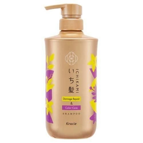 Bộ dầu gội xả Ichikami Kracie Damage repair dành cho tóc uốn nhuộm 480ml x 2 ( vàng gold) - Hàng Nhật nội địa