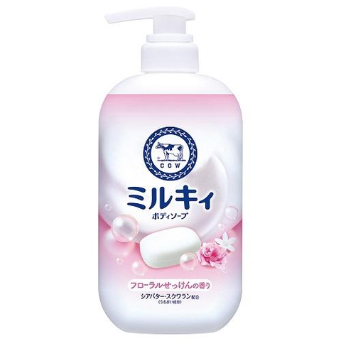 Sữa Tắm Hương Hoa Hồng Cow Milky Body Soap 500ml - Hàng Nhật nội địa