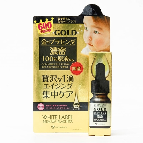 Serum cao cấp chứa nhau thai đậm đặc cấp ẩm sâu, ngừa lão hóa White Label Premium Placenta Gold Essence MICCOSMO 10ml - Hàng Nhật chính hãng