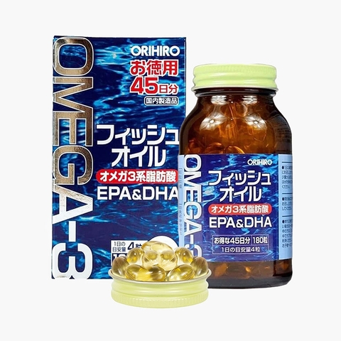 Viên uống dầu cá Omega 3 Orihiro 180 viên - Hàng Nhật chính hãng