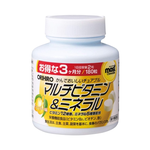 Viên nhai bổ sung Vitamin và khoáng chất Orihiro Most Chewable 180 viên - hàng Nhật nội địa
