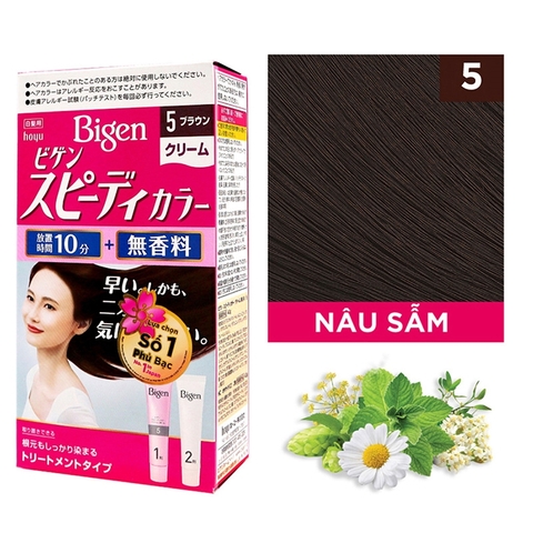 Thuốc nhuộm tóc phủ bạc nhanh 10p Nhật Bản Bigen Speedy Color Cream màu 5 (đen nâu) - Hàng Nhật nội địa