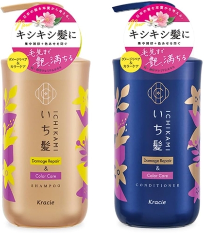 Bộ dầu gội xả phục hồi hư tổn Kracie ICHIKAMI Damage Repair Color Care Shampoo Conditioner new 2025 - Hàng Nhật nội địa