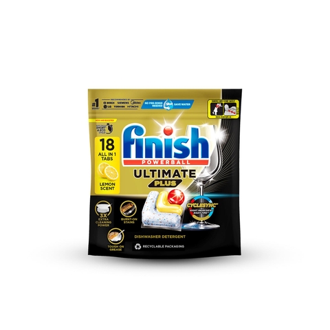 Viên Rửa Chén Bát Finish Powerball Ultimate Plus Hương Chanh (18 viên)