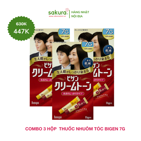 Combo 3 Hộp Nhuộm Tóc Thảo Dược Bigen 7G Nhật Bản ( Màu Đen)