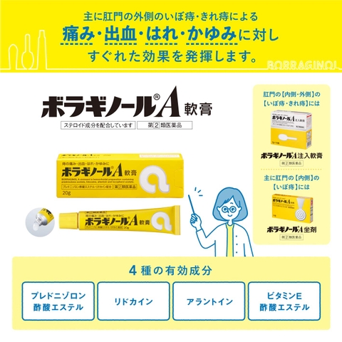 Kem bôi trĩ chữ A Boragnol A Ointment 20g - Hàng Nhật nội địa