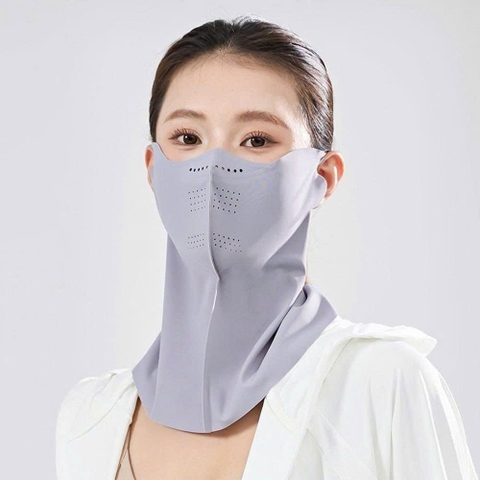 Set 2 khẩu trang chống nắng và làm mát, che cổ gáy Comfy (xanh,ghi) - Hàng Nhật nội địa