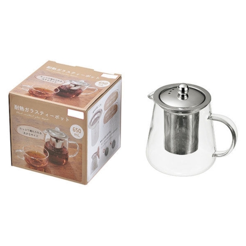 Ấm pha trà thủy tinh kèm lõi lọc inox Echo 650ml - Hàng Nhật nội địa