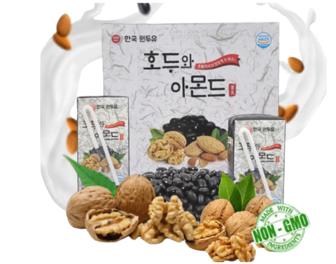 Sữa hạt hạnh nhân, óc chó, đậu đen Kormilk Hàn Quốc ( thùng 16 hộp x 190ml) - Hàng Nhật nội địa