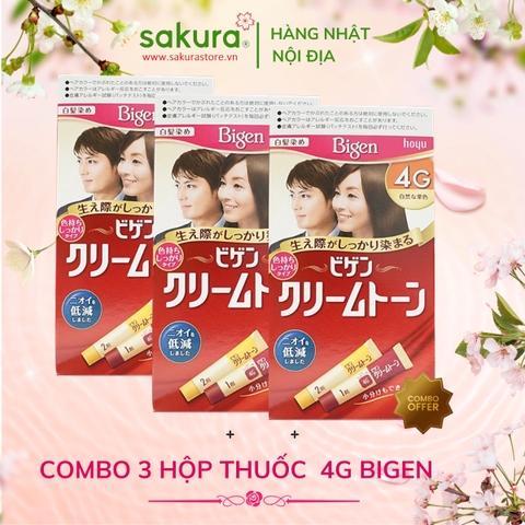 Combo 3 Hộp Nhuộm Tóc Thảo Dược Bigen 4G Nhật Bản ( Nâu Hạt Dẻ)